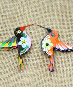 Colibri métal mexicain peint à la main, décoration artisanale colorée en métal