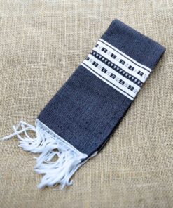 Serviettes de table coton artisanales grises noir