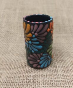 tasse mexicaine Talavera artisanale noir multicouleur