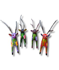 Troupeau d'alebrijes cerfs multicolores – figurines artisanales mexicaines